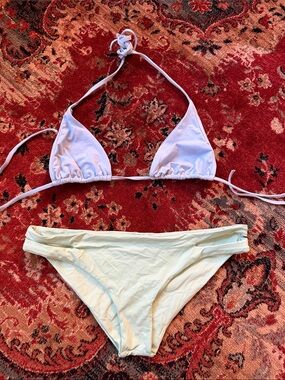 Women’s Two-Piece Triangle Bikini Set in Light blue and Pale green